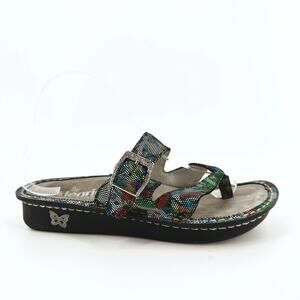 Alegria Womens Valentina Leather Sandal Size 38/US 8 Metallic Rainbow Comfort